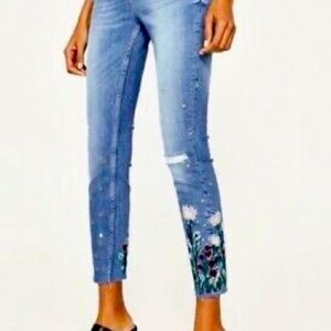 Zara floral jeans